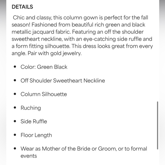 NWT Rickie Freeman Teri Jon black green pewter jacquard off shoulder formal gown - Picture 10 of 12